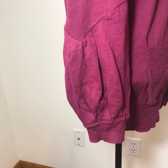 Free People Maroon Bishop Sleeve Cardigan Sweater - Picture 2 of 13